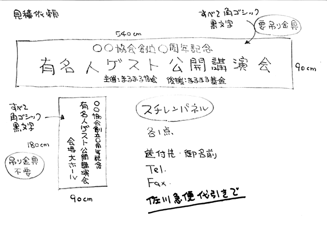 手書き原稿の例